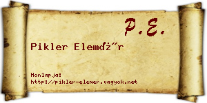 Pikler Elemér névjegykártya