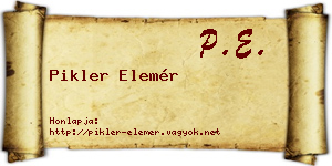 Pikler Elemér névjegykártya